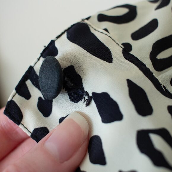 Colorblock Leopard Shirt Denim Collar Retro Black White Button 13/14 Dark Winter - Picture 4 of 11